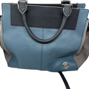 Vince Camuto Shoulder Bag Crossbody Ayla Blue Grey Leather Slouchy Tote MSRP 168